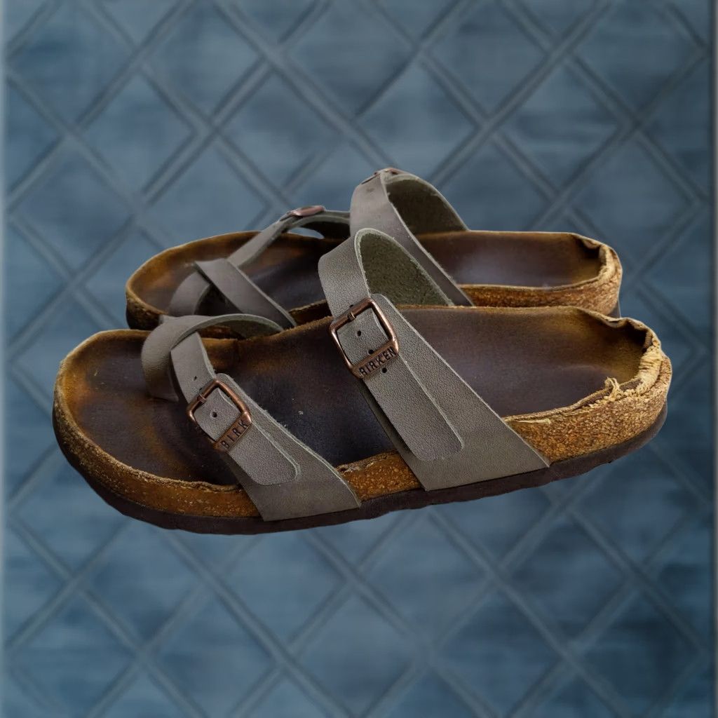 Birkenstock Birkenstock Mayari Sandals Womens 7 38 Gray Strappy Cork Toe Loop Footbed Size US 7 / IT 37 - 1 Thumbnail