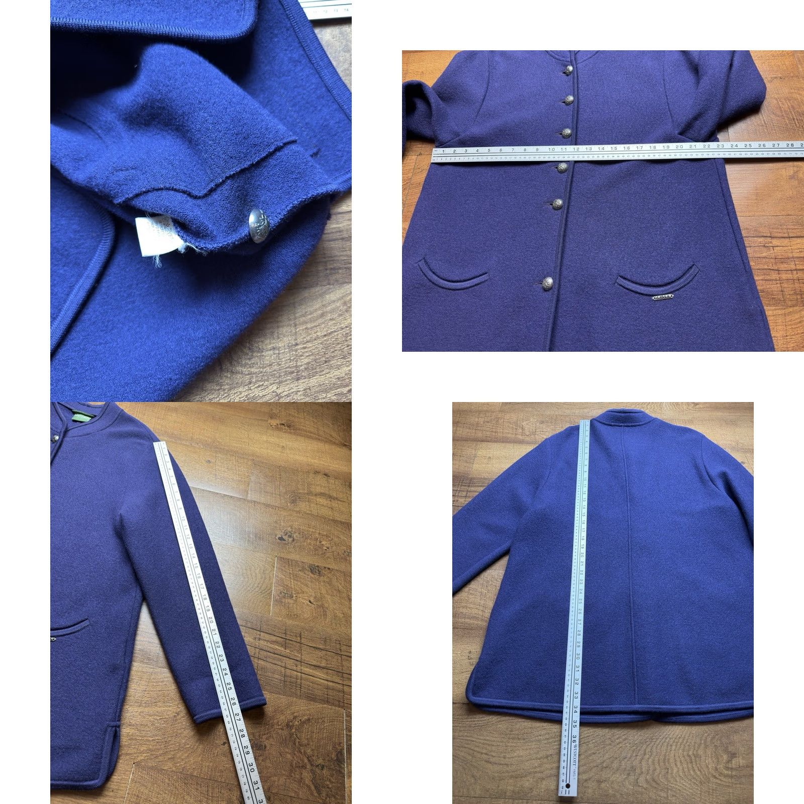 Vintage VTG Geiger Long Cardigan Jacket Violet Austria 100% Wool Womens Size 44 - Vintage-Inspired Tweed Sweater Size M / US 6-8 / IT 42-44 - 8 Thumbnail