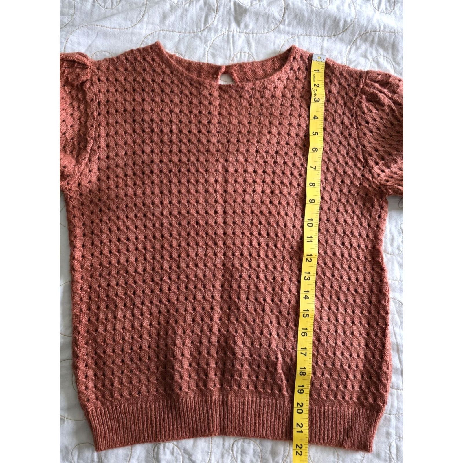 Rusty VINTAGE 80s Rust Orange Sweater Keyhole Button Womens M/L Secretary Geek Acrylic, Orange, 1980s, Business, Womens Size M / US 6-8 / IT 42-44 - 7 Thumbnail