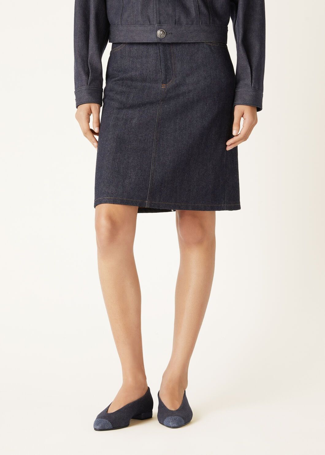 Loro Piana o1srvl11e0825 FAO4473 Joanne Denim Midi Skirt in Blue Size 27" / US 4 / IT 40 - 4 Thumbnail