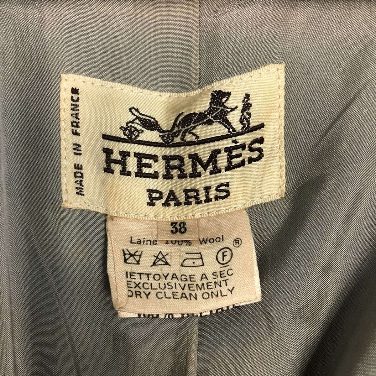 Hermes 🔥VINTAGE CROPPED BUTTON JACKET HERMES PARIS RICH GREY Size S / US 4 / IT 40 - 19 Thumbnail