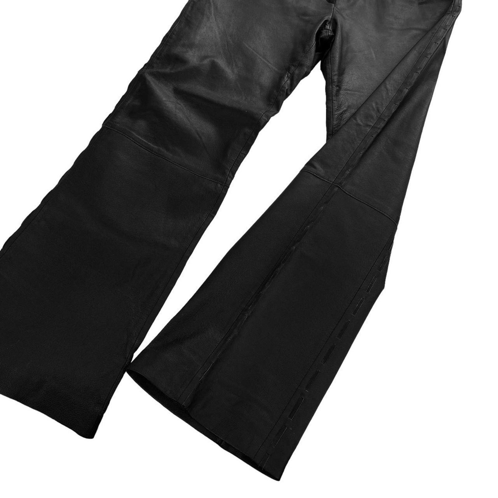 Other KIT Black High Waisted Biker Bootcut Leather Pants Trousers Size 30" / US 8 / IT 44 - 3 Thumbnail