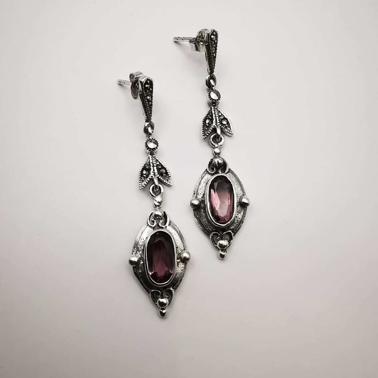 Vintage Vintage Earrings 925 Sterling Silver, Jewelry, Amethyst Size ONE SIZE - 1 Thumbnail