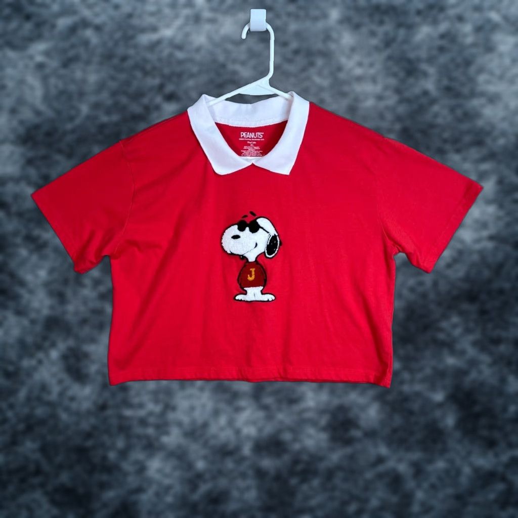 Peanuts Peanuts Snoopy Red Cropped Collared T Shirt Womens Size XL Size XL / US 12-14 / IT 48-50 - 1 Thumbnail