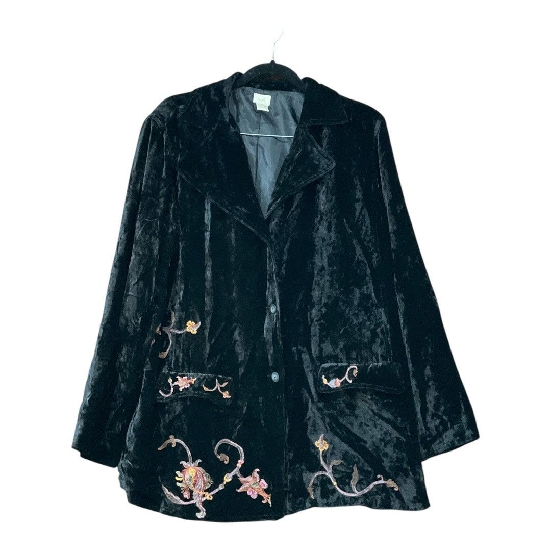 J. Jill J. Jill Velvet Blazer Large Black Size L / US 10 / IT 46 - 1 Thumbnail