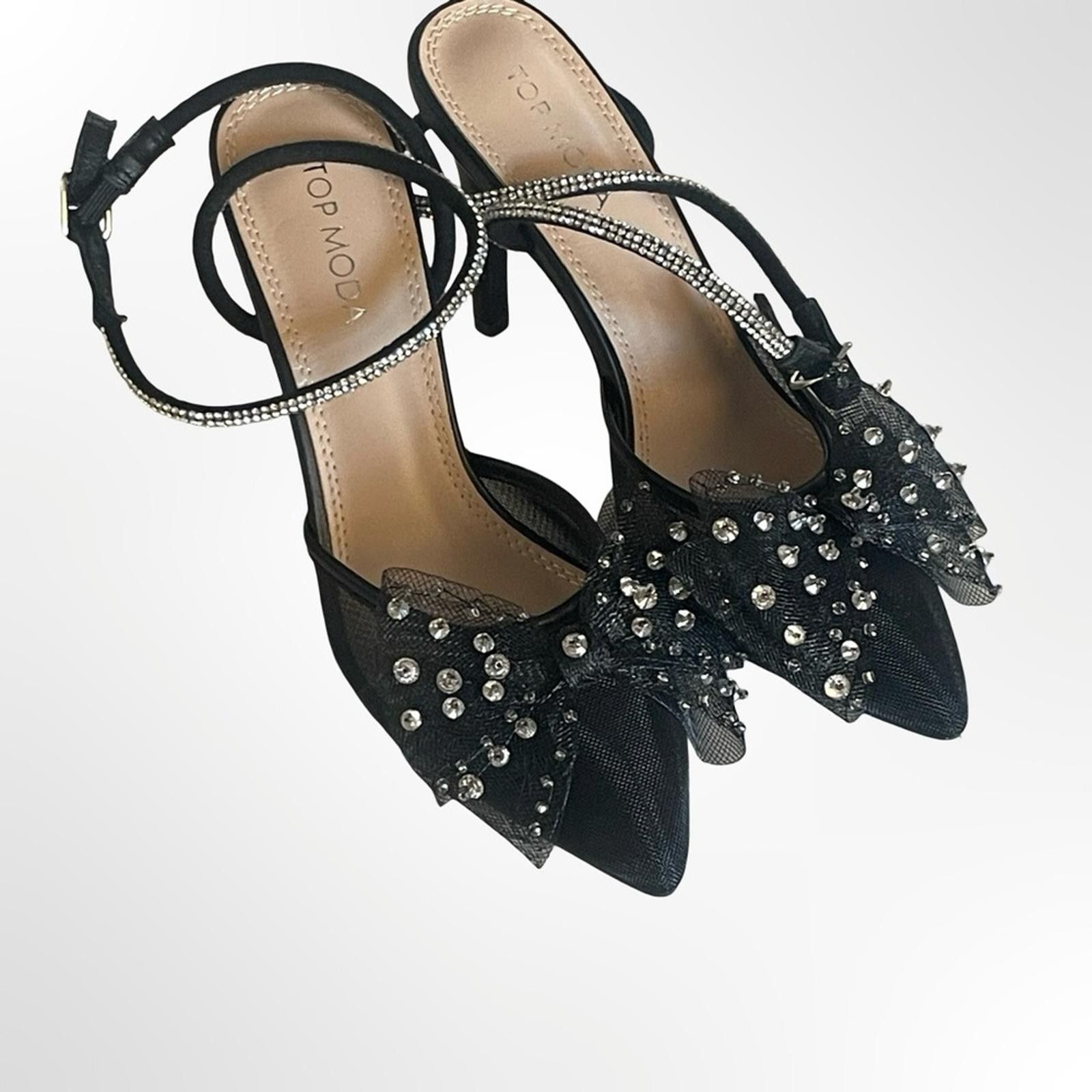 Other Top Moda Black Embellished Pointed-Toe Heels NWT in size 6.5 Size US 6.5 / IT 36.5 - 1 Thumbnail