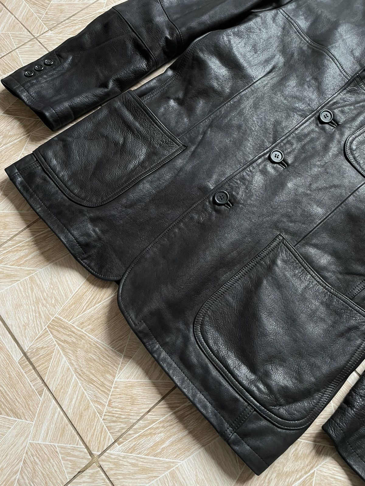 Armani × Vintage Vintage Armani Jeans Simin T Quilted Genuine Leather Jacket Size US L / EU 52-54 / 3 - 5 Thumbnail