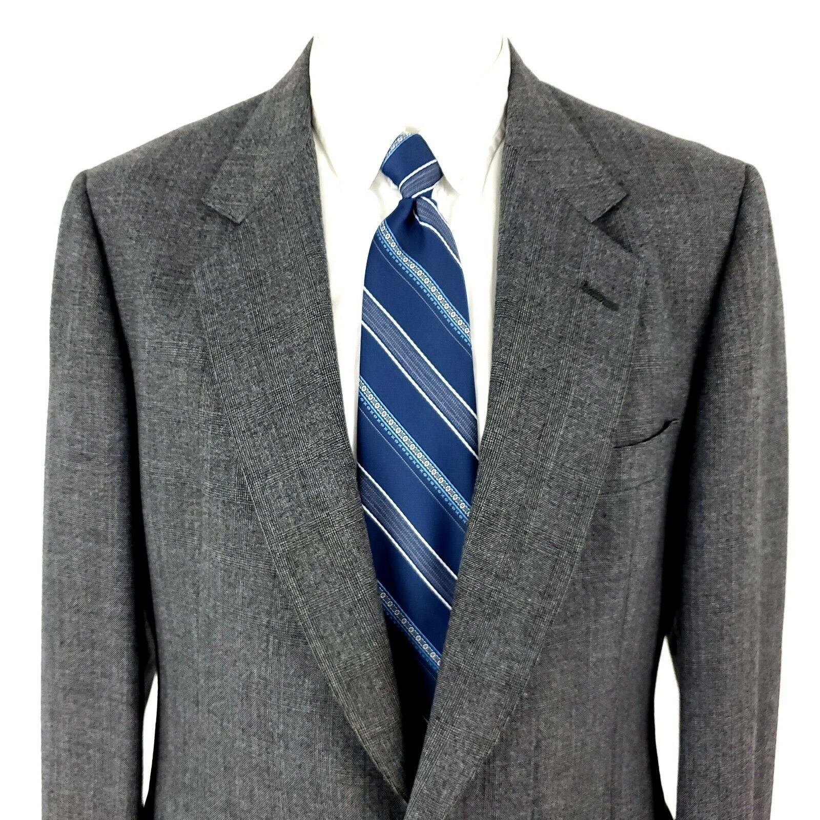 Hart Schaffner Marx Hart Schaffner Marx Wool 2 Button Sport Coat 40R Gray Plaid Size 40R - 1 Thumbnail