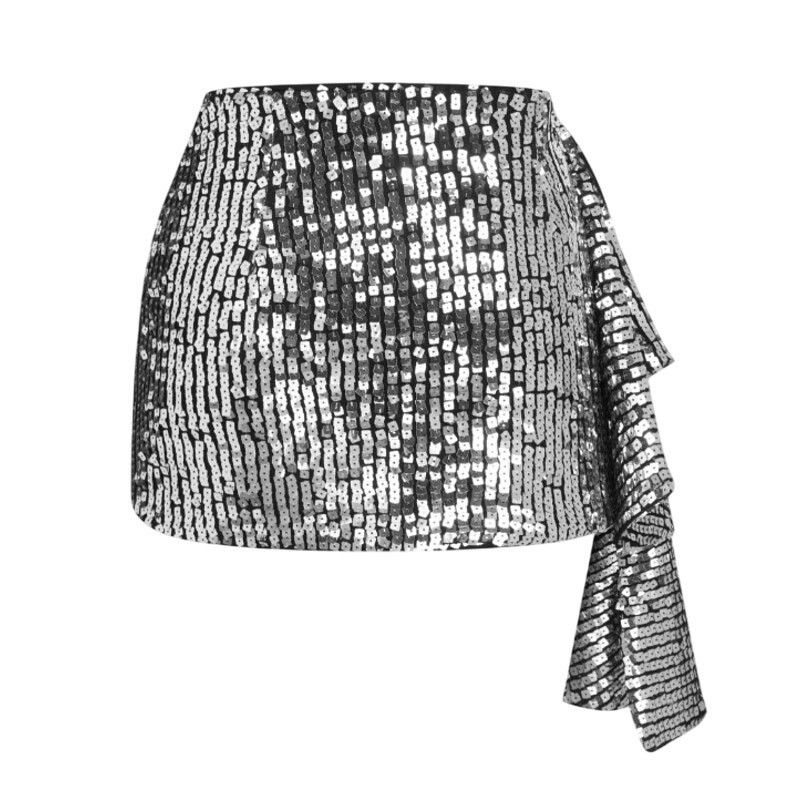 Cider Cider Sequins Low Rise Ruffle Hem Mini Skirt, Size M Size 28" / US 6 / IT 42 - 2 Thumbnail