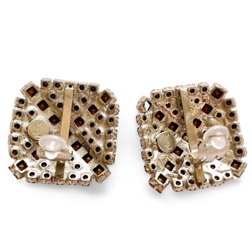 Hermes Vintage Yves Saint Laurent square shape silver earrings Size ONE SIZE - 8 Thumbnail