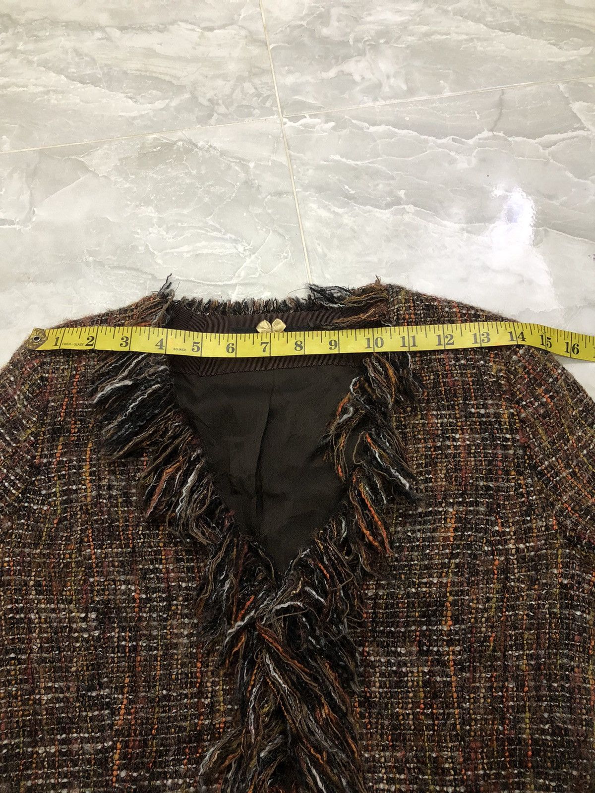 Yohji Yamamoto Ined Ponte Torto Tweed Cropped Jacket Japan Size XXS / US 00 / IT 34 - 16 Thumbnail