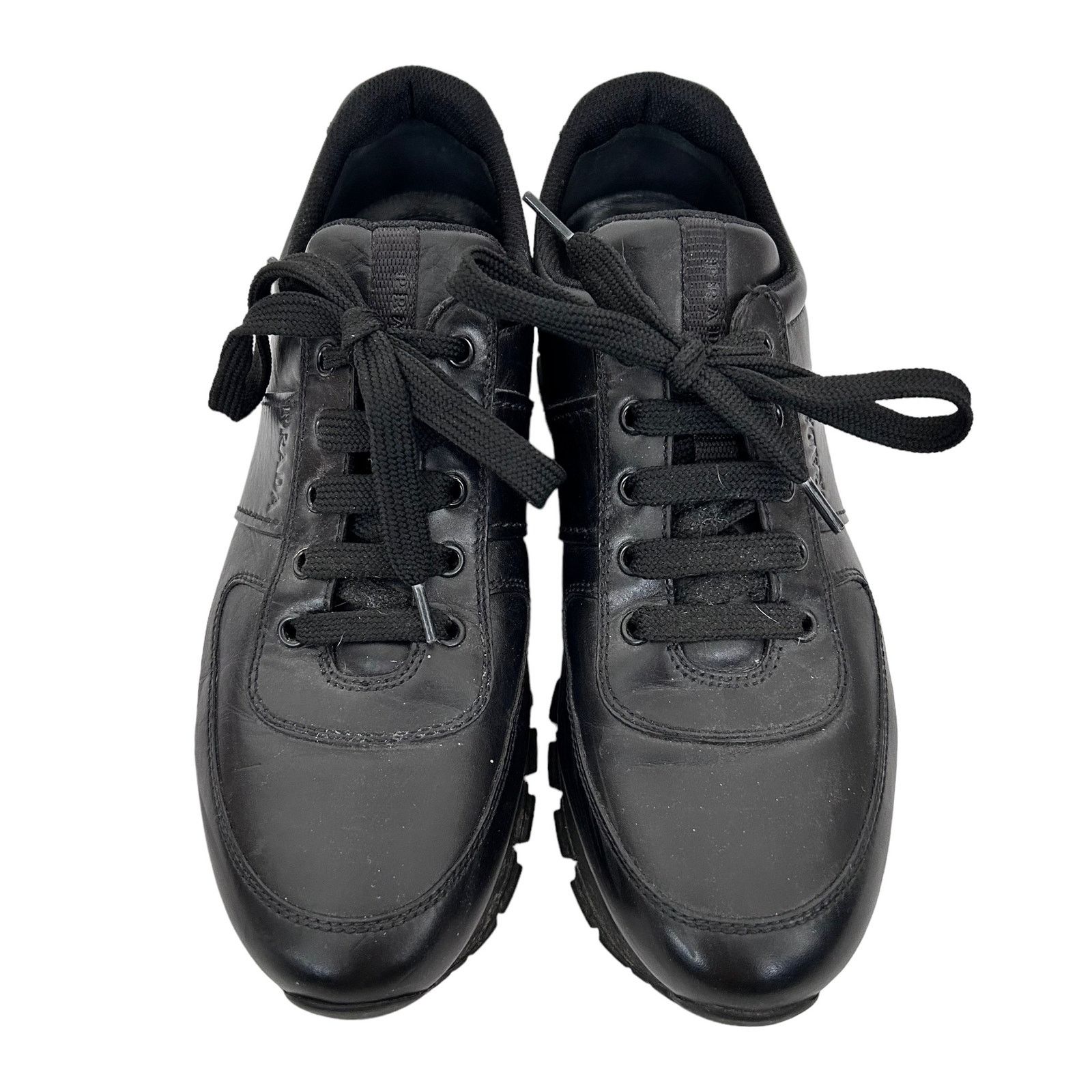 Prada Prada Black Leather Sneakers Sz 41 Size US 11 / IT 41 - 4 Thumbnail