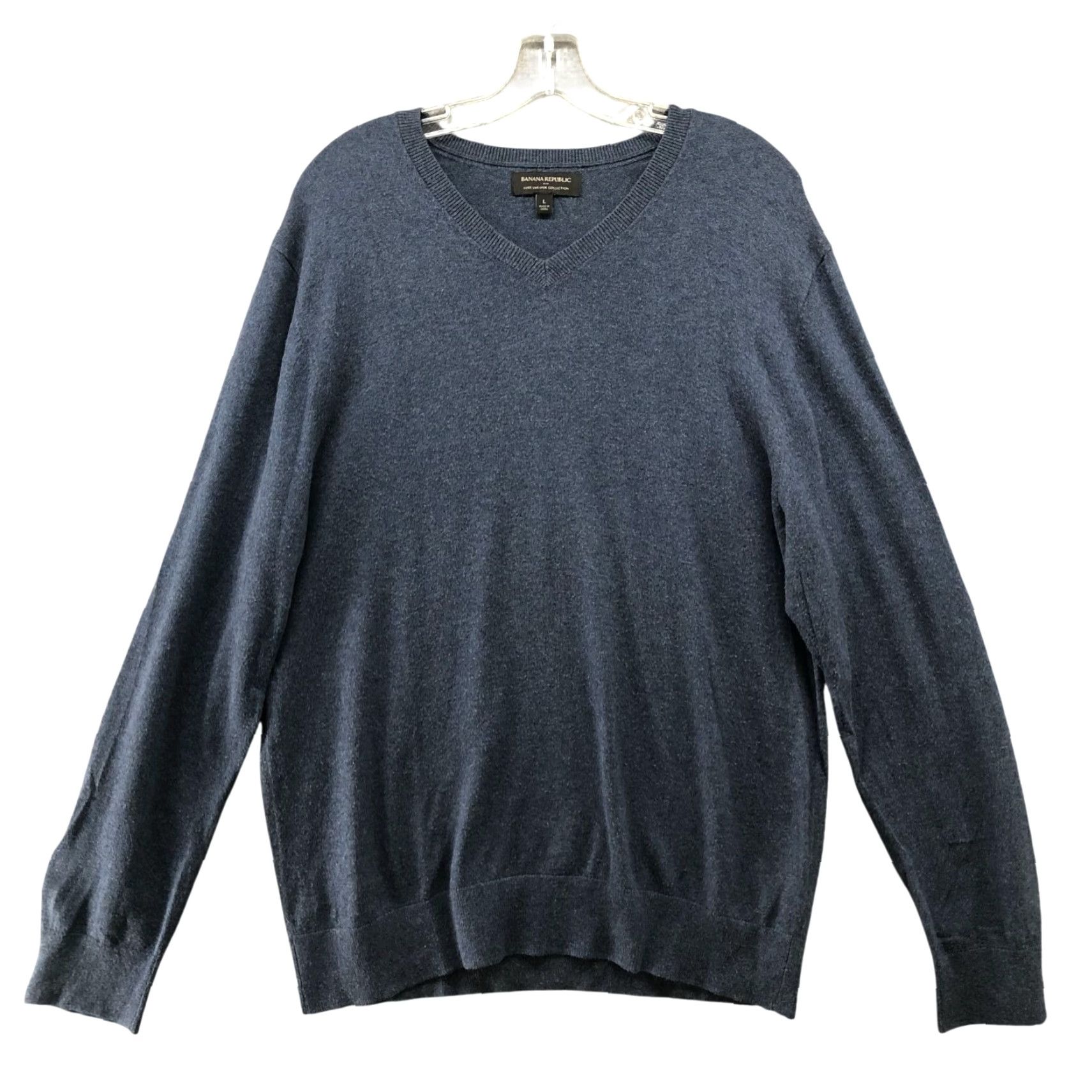 Banana Republic Banana Republic Luxe V-Neck Sweater Mens L Navy Blue Lightweight Cotton Blend Size US L / EU 52-54 / 3 - 2 Thumbnail