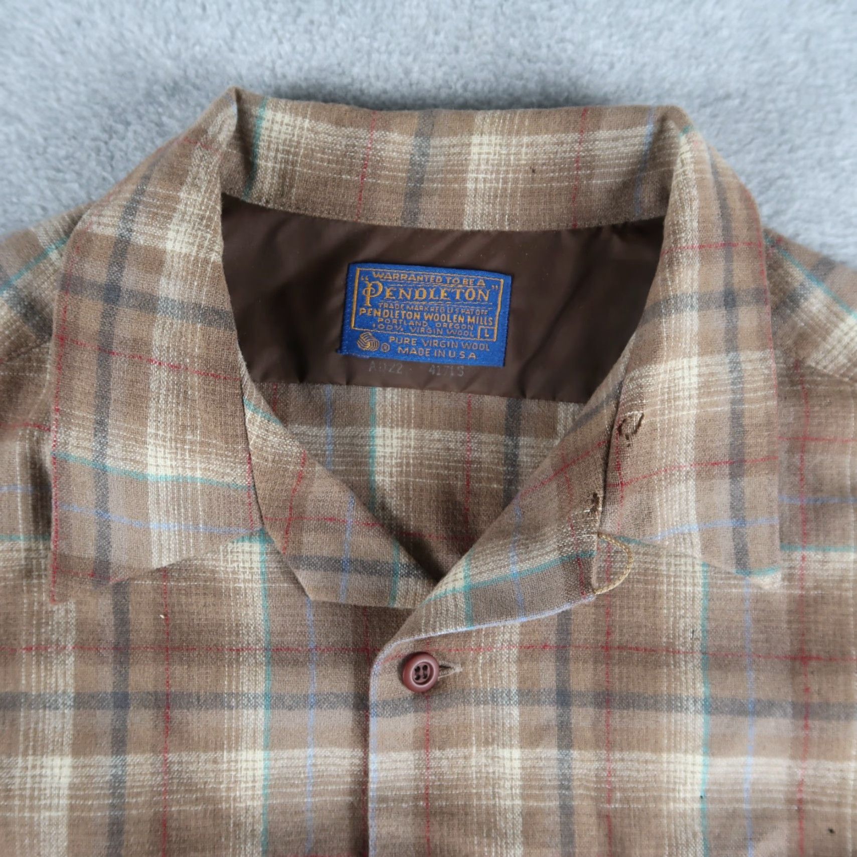 Pendleton VINTAGE Pendleton Board Shirt Brown Shadow Plaid Flannel Size L Wool Button-Up Collared 70s Mens Size US L / EU 52-54 / 3 - 4 Thumbnail