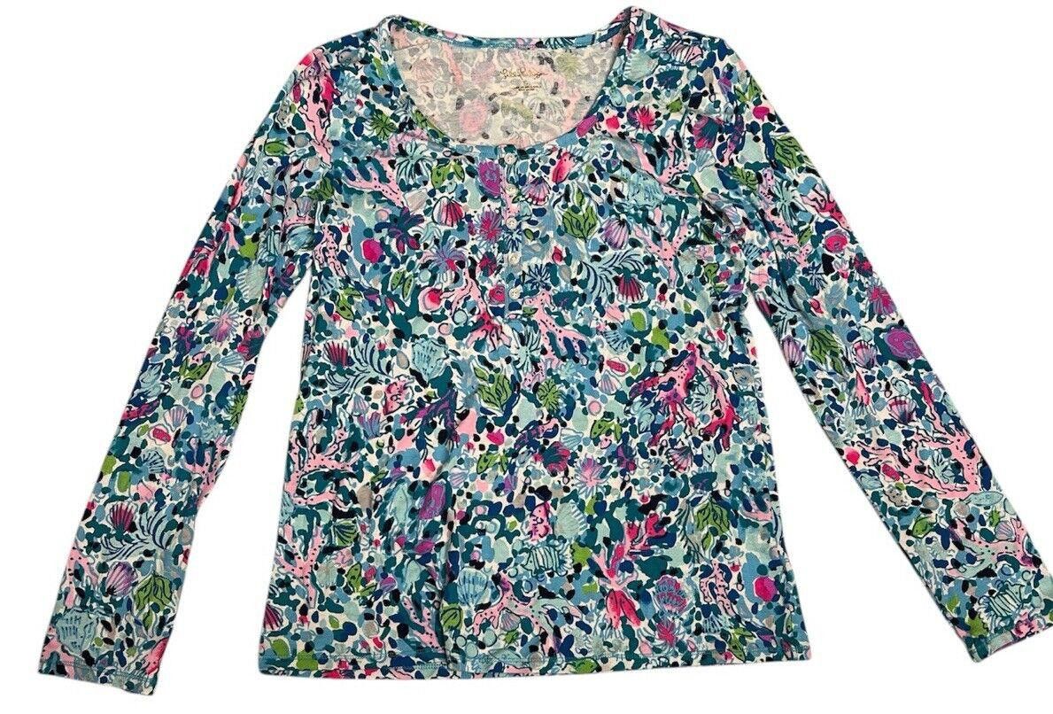 Designer Lilly Pulitzer Notch Pajama Top In Multi Color Button Down Size ONE SIZE - 1 Thumbnail