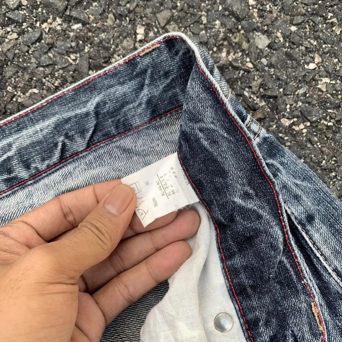 Japanese Brand STORM FADING RARE💥ORIRIN JEANS GRANDMIND Ripped Denim Pants Size US 33 - 7 Thumbnail