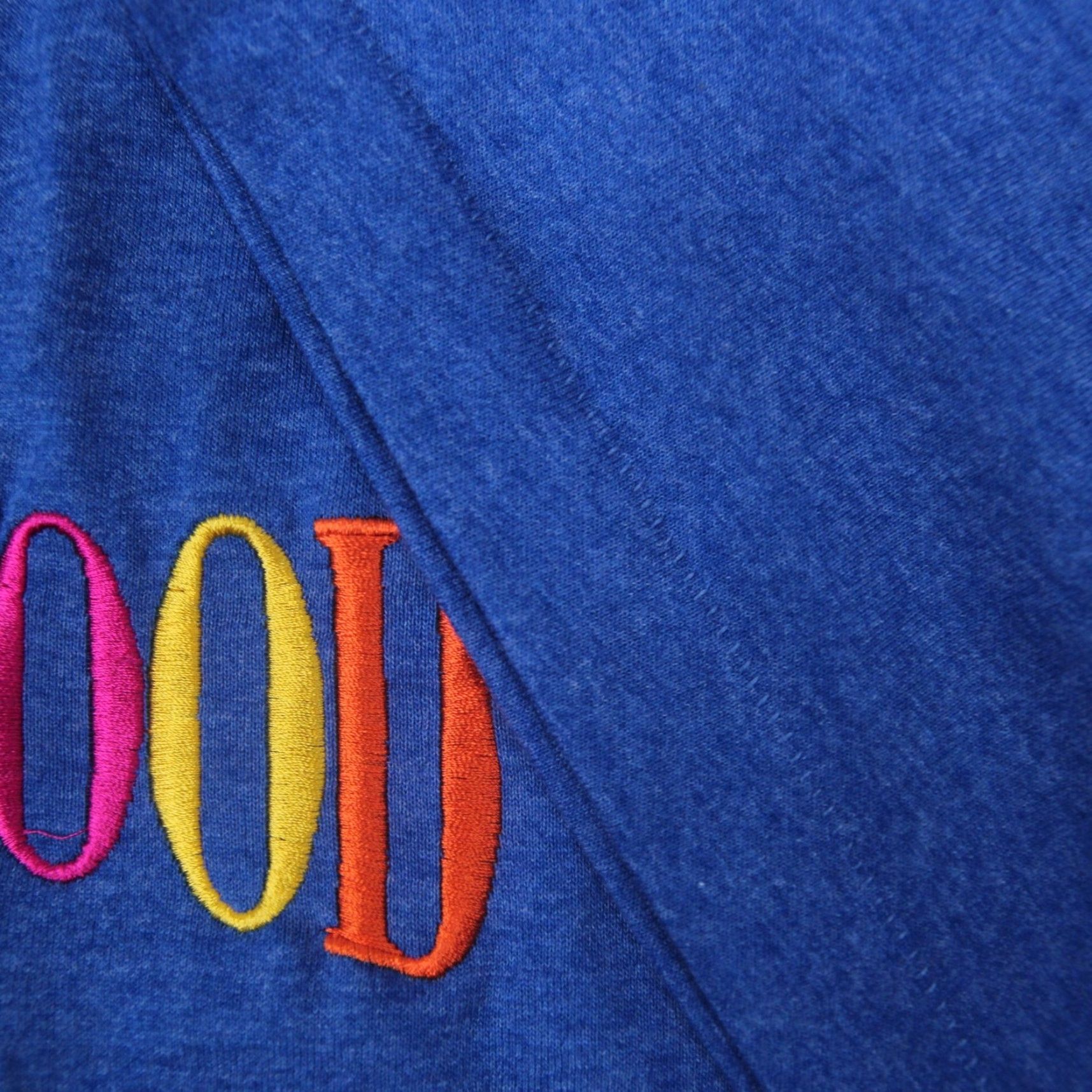 Rainbow VINTAGE Hollywood Mens T-Shirt Blue Rainbow Spellout Embroidered 50/50 21.5x29 Large (L) Shirts Mens Size US L / EU 52-54 / 3 - 3 Thumbnail