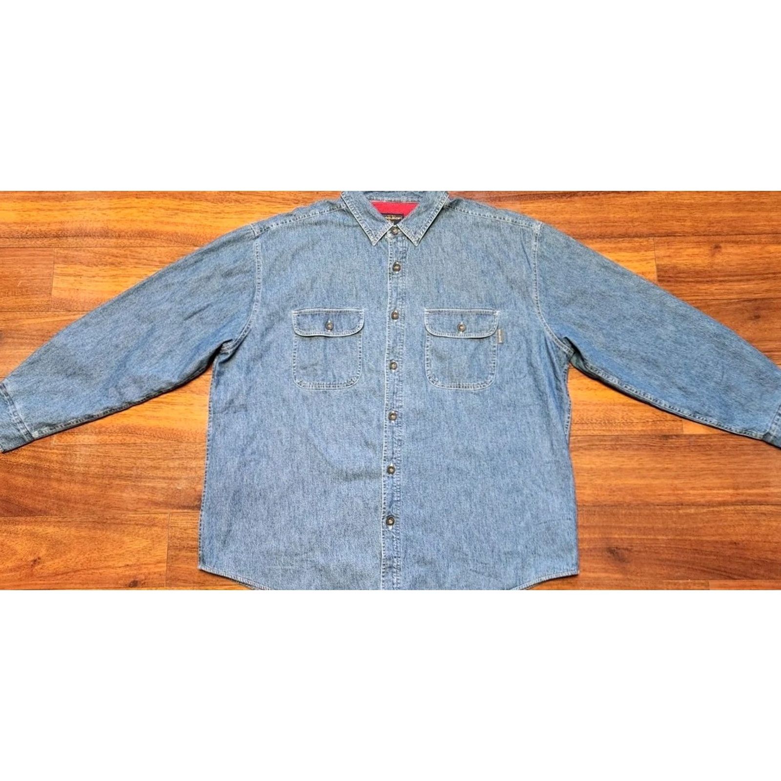 Vintage VINTAGE Woolrich Denim Shirt Jacket Men’s XL Blue Denim Fleece Lined Shacket Long Sleeve Button-Up Casual Retro Western City Stylish Mens Size US XL / EU 56 / 4 - 6 Thumbnail