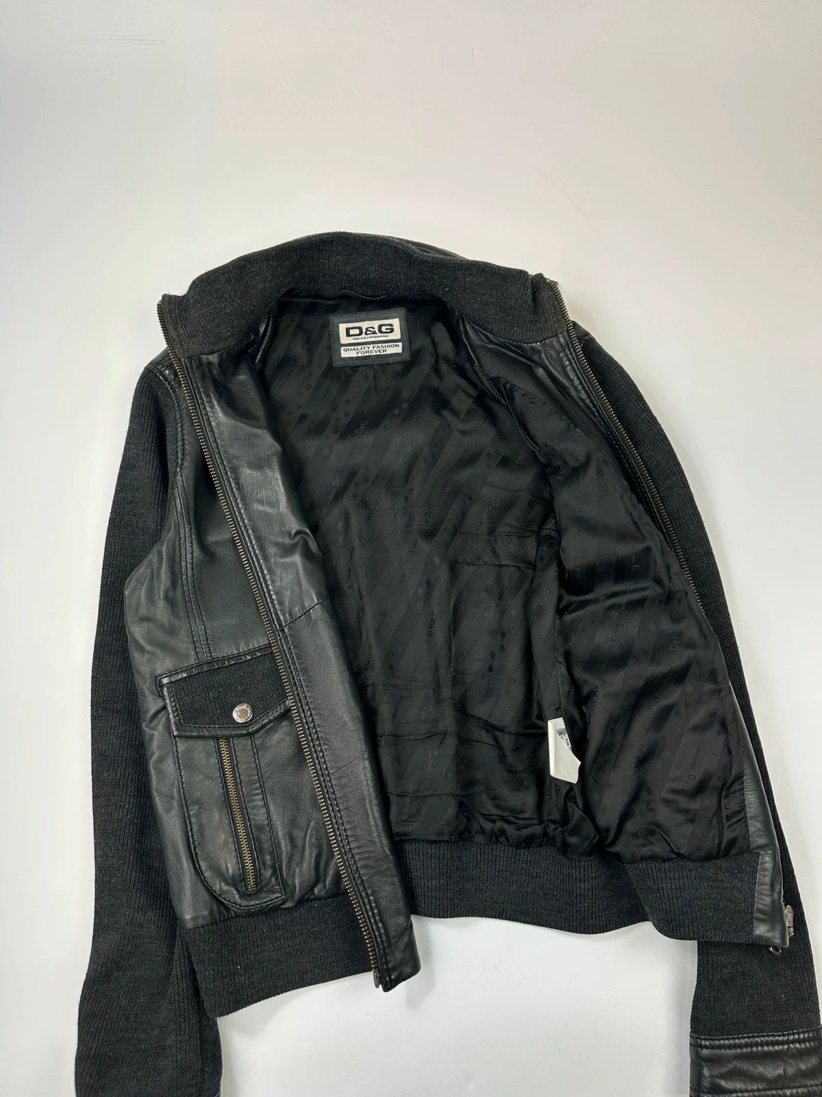 Dolce & Gabbana Dolce & Gabbana 00s Black Hyrbrid Lamb Leather & Wool Jacket Size US M / EU 48-50 / 2 - 10 Thumbnail
