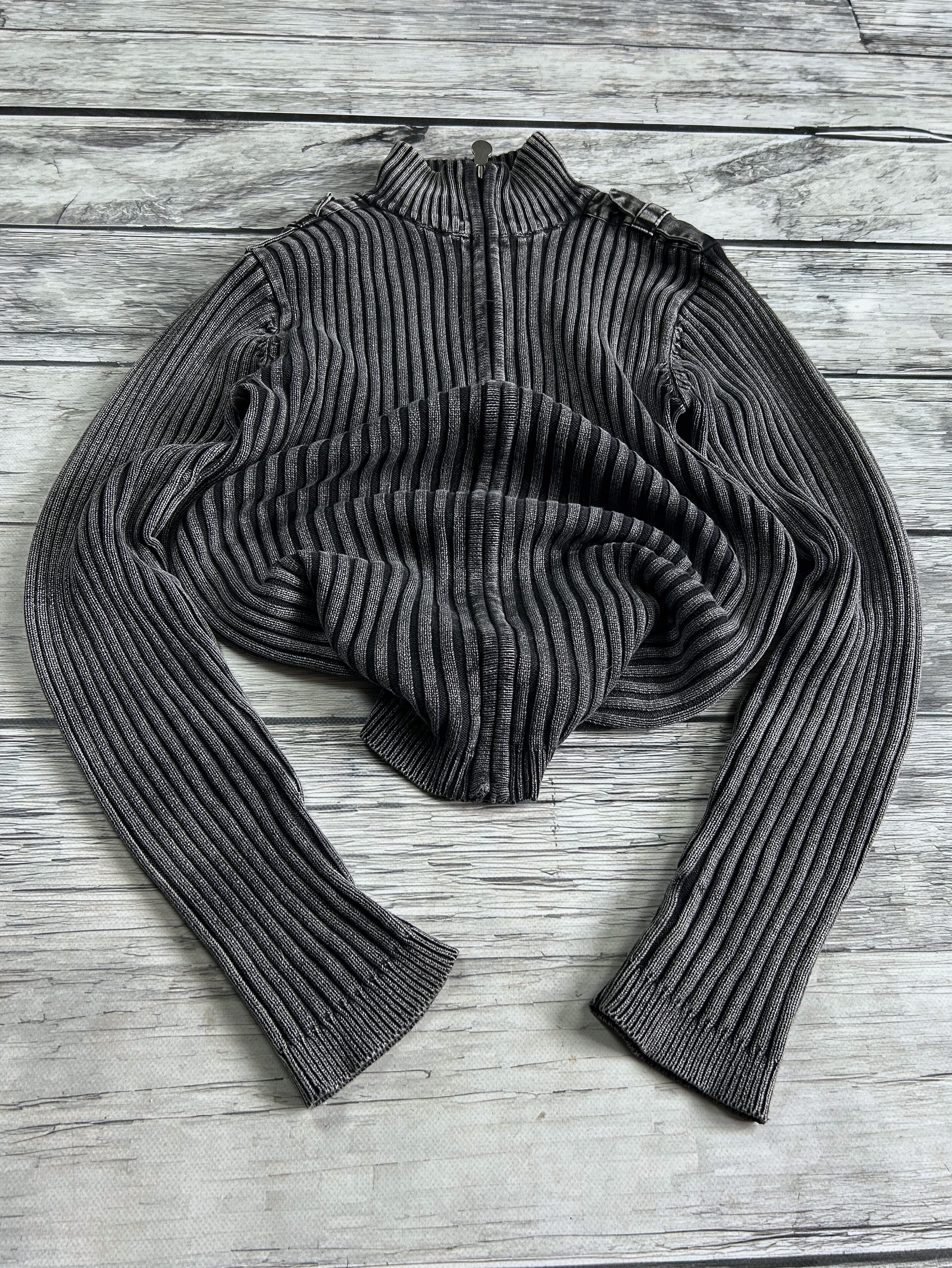 Vintage Grey Ribbed Zip Sweater Cropped Slim Fit Minimal Archive Size US M / EU 48-50 / 2 - 1 Thumbnail