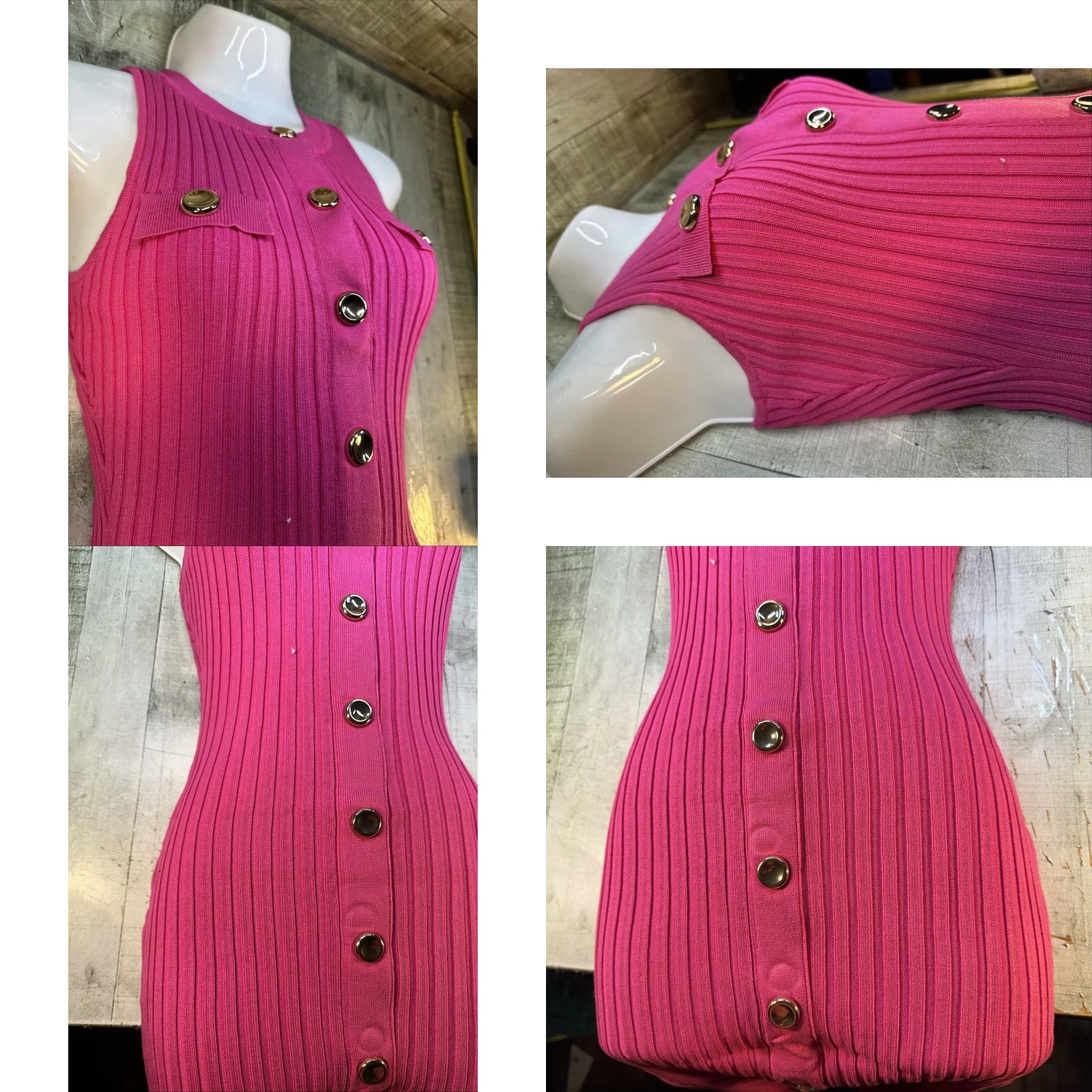 Pinko Hera Pink Ribbed Bodycon Mini Dress Button Front Y2K Barbiecore S Womens Dress Size S / US 4 / IT 40 - 8 Thumbnail