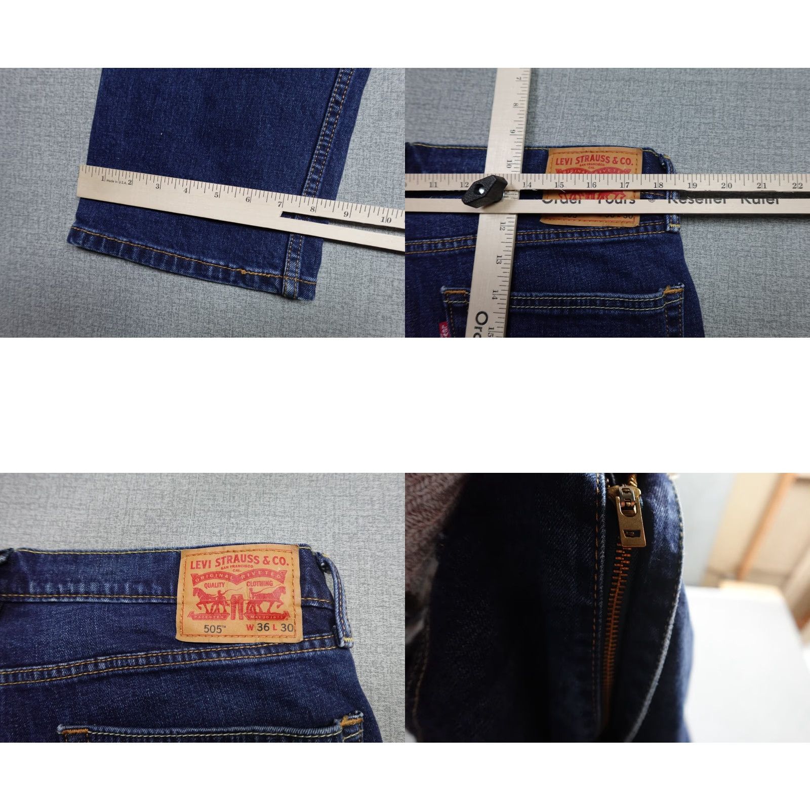 Levi's Levi's 505 Jeans Mens 36x30 Blue Regular Fit Denim Straight 5-Pocket Dark Wash Cowboy Theme Mens Size US 36 / EU 52 - 8 Thumbnail