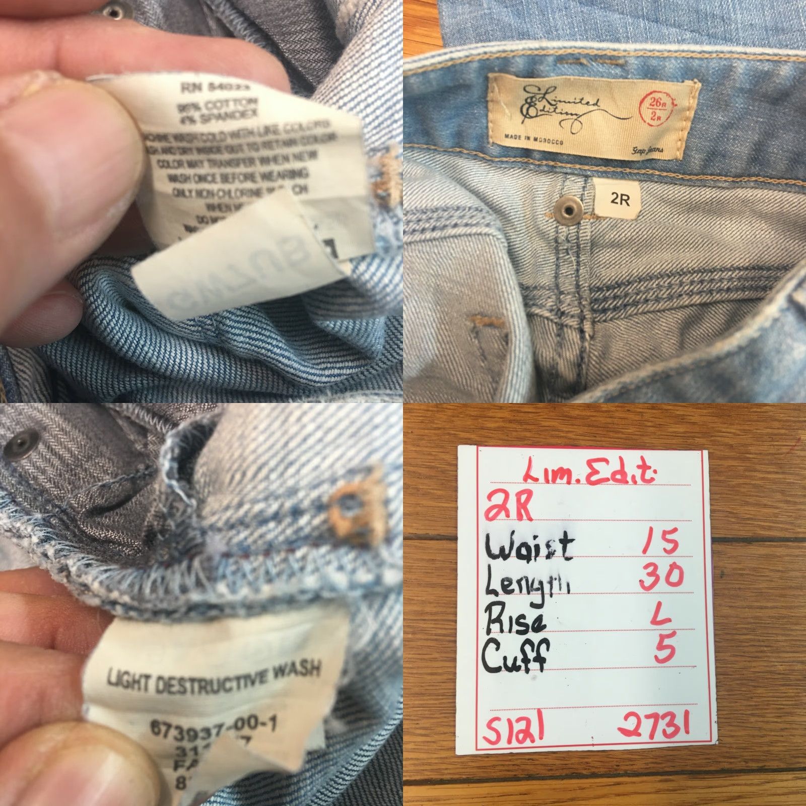 Gap Gap Jeans Women Solid Blue Distressed Straight Denim Size 2 30 in Inseam 30 in Rise Low 6.5-8.5 in Regular Size 26" / US 2 / IT 38 - 8 Thumbnail