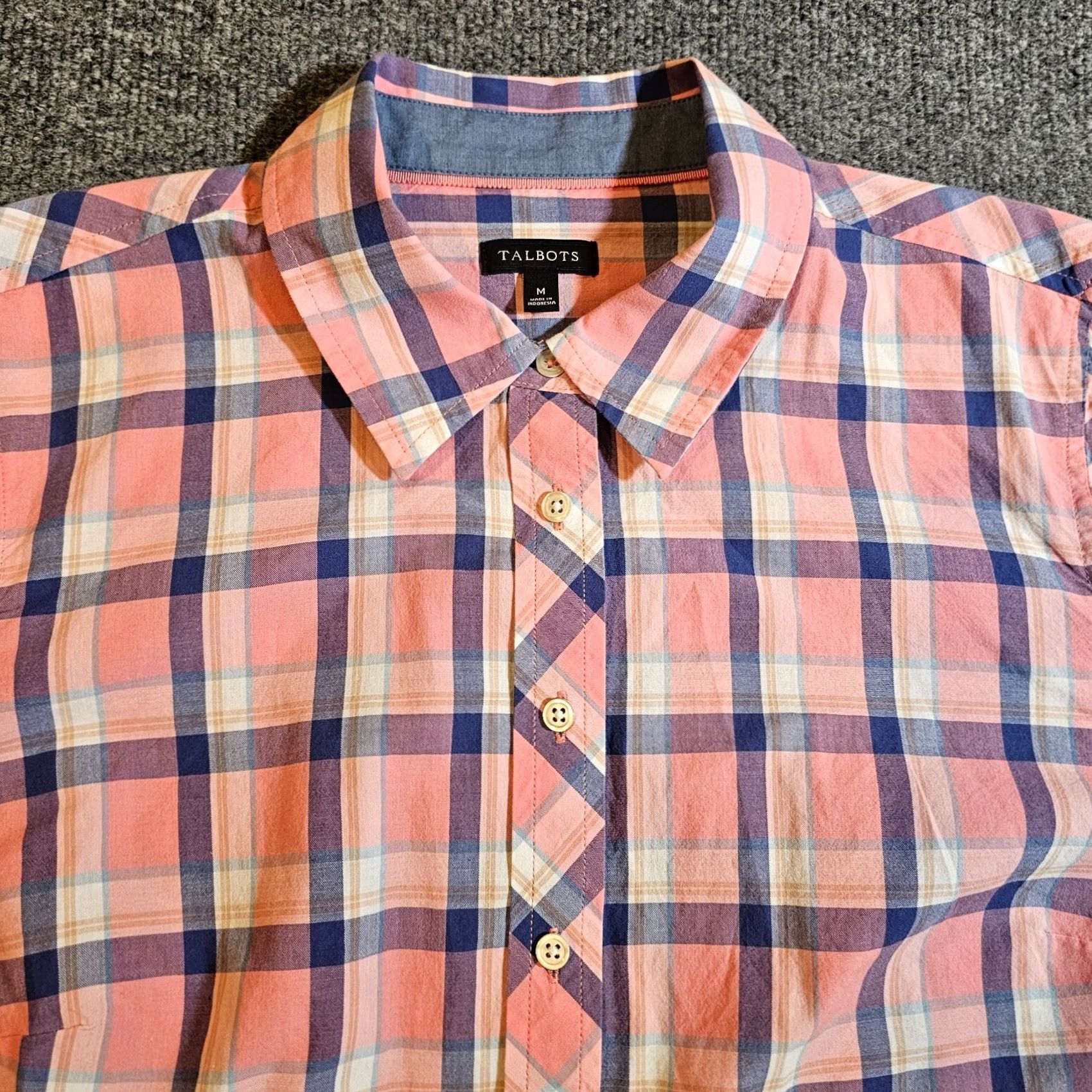 Talbots Talbots Top Blouse Womens Size M Pink Blue Plaid Button Long Sleeve Casual Career Shirt Size M / US 6-8 / IT 42-44 - 2 Thumbnail