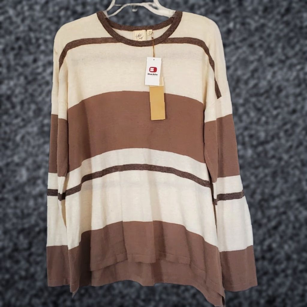 VINTAGE White Crown Women's Sweater Pullover Crew Neck Knit Long