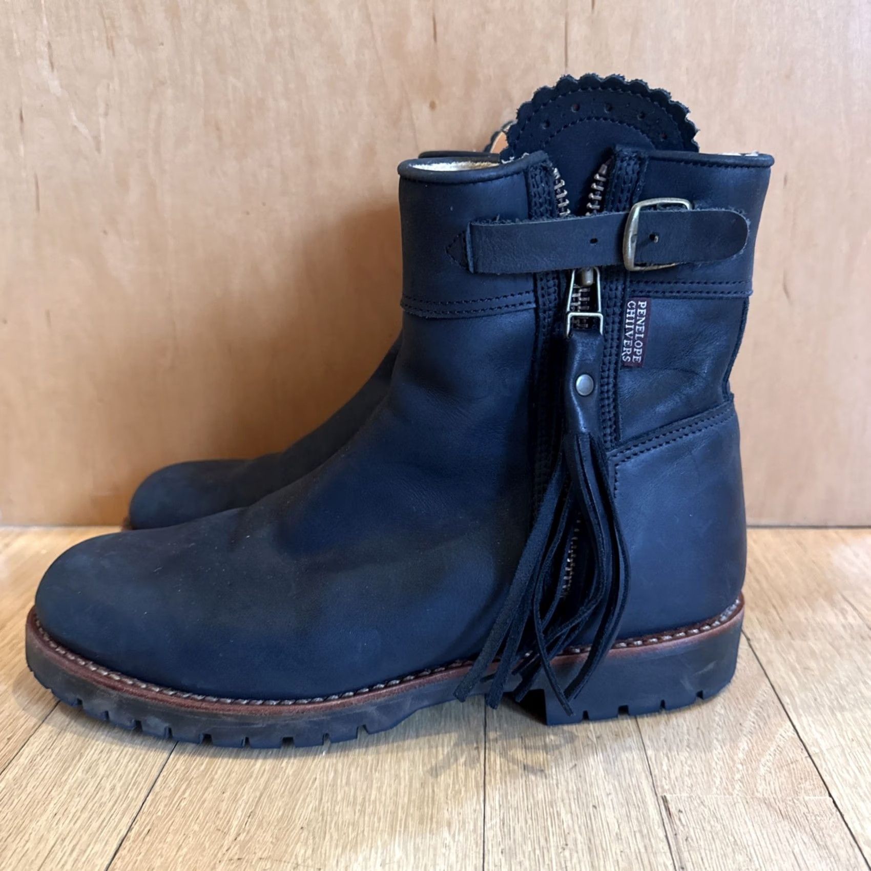 Vintage Penelope Chilvers Boots Womens Size 41.5 Black Suede Leather Tassel Zipper Casual Fall Winter 41.5 Mens? Size US 12 / IT 42 - 4 Thumbnail