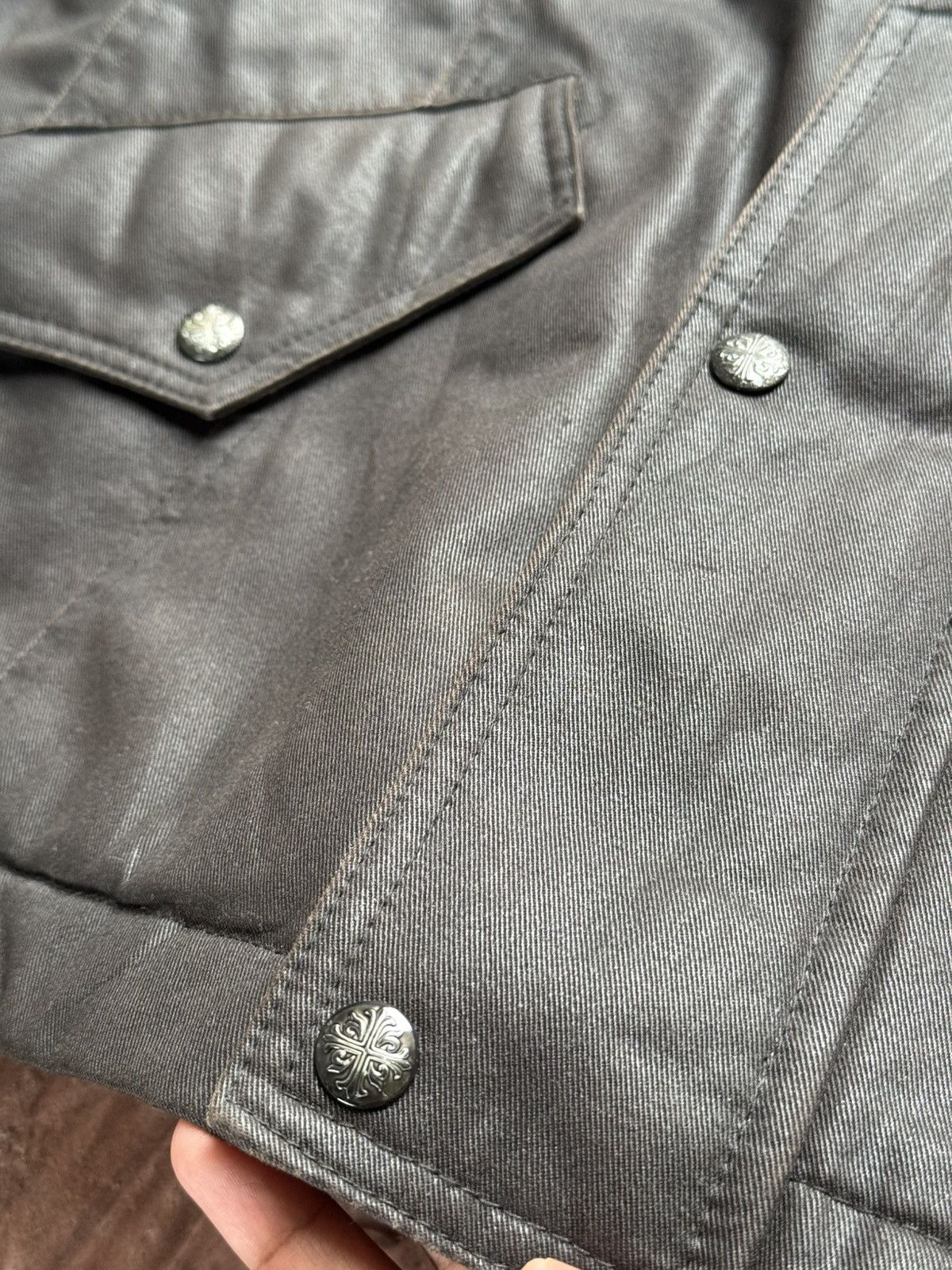 Japanese Brand Custom Culture Chrome Hearts Cross Button Waxed Fur Jacket Size US M / EU 48-50 / 2 - 6 Thumbnail