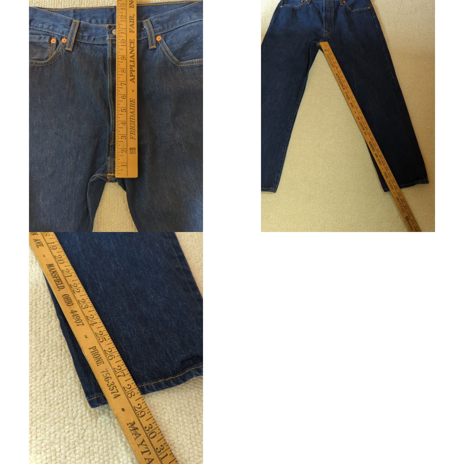 Levi's Levi's Jeans Mens 501 Denim Straight Leg Button Fly 34 Inseam 29 Dark Blue 5-Pocket Regular Fit Modern Classic Mens Size US 34 / EU 50 - 9 Thumbnail