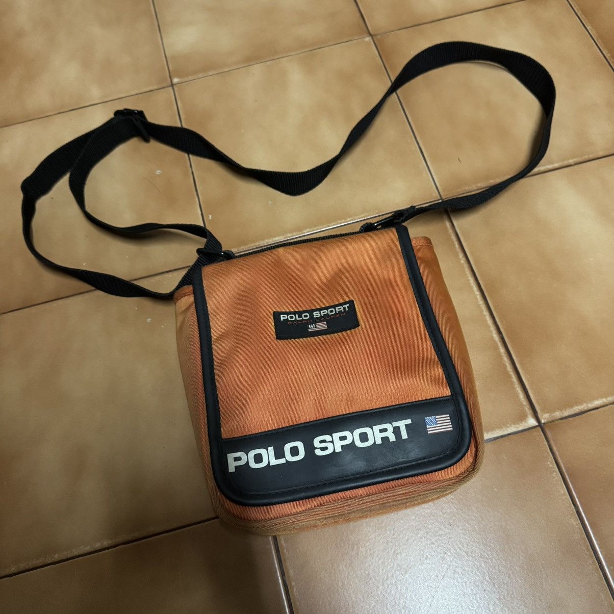 Polo Ralph Lauren 90's Polo Sport Ralph Laurent Nylon Crossbody Shoulder Bag in Orange, Men's