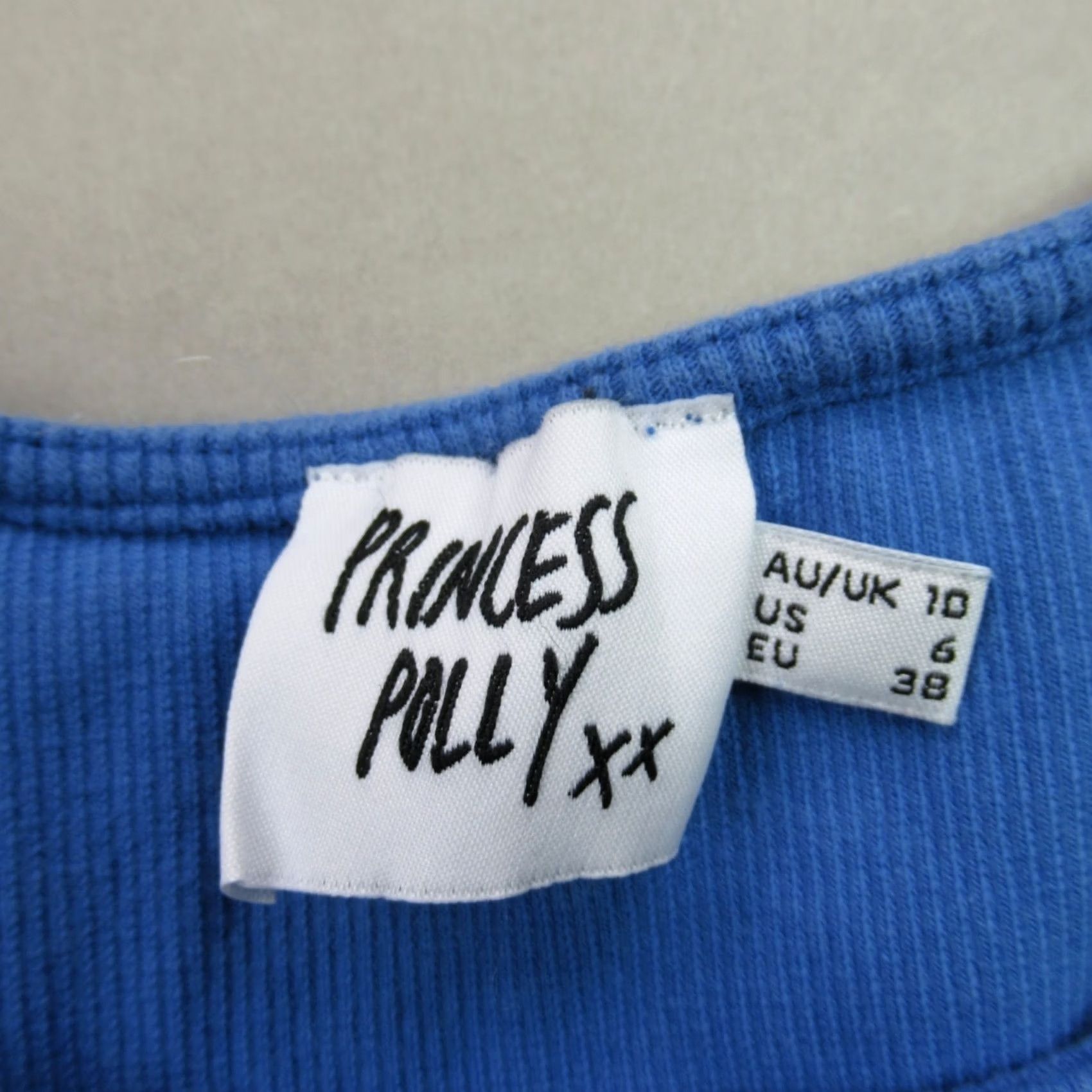 PRINCESS POLLY Princess Polly Shirt Womens 6 Short Sleeve Crew Neck Pullover Blue Casual Size M / US 6-8 / IT 42-44 - 4 Thumbnail