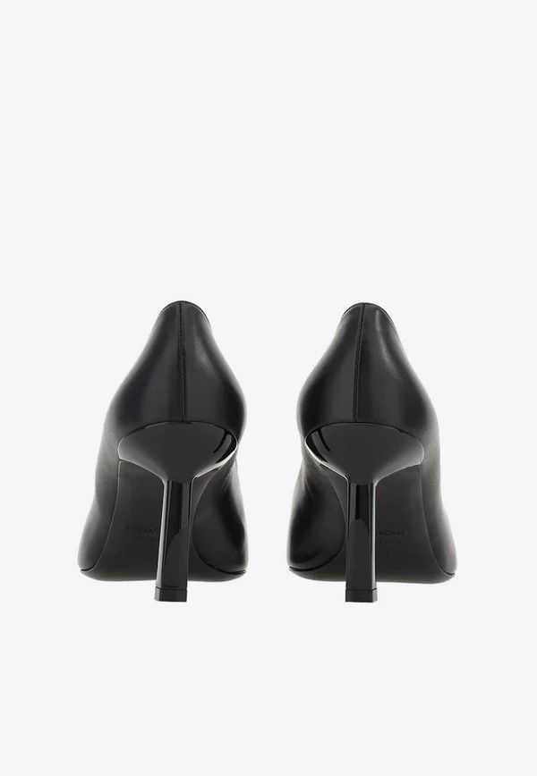 Salvatore Ferragamo o1s1rm0724 Amber Leather Pumps in Black Size US 7.5 / IT 37.5 - 3 Thumbnail