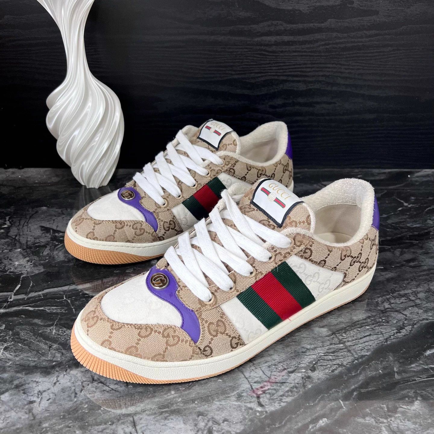 Gucci Gucci white/brown allover print casual 44.5 mint Size US 11.5 / EU 44-45 - 1 Thumbnail