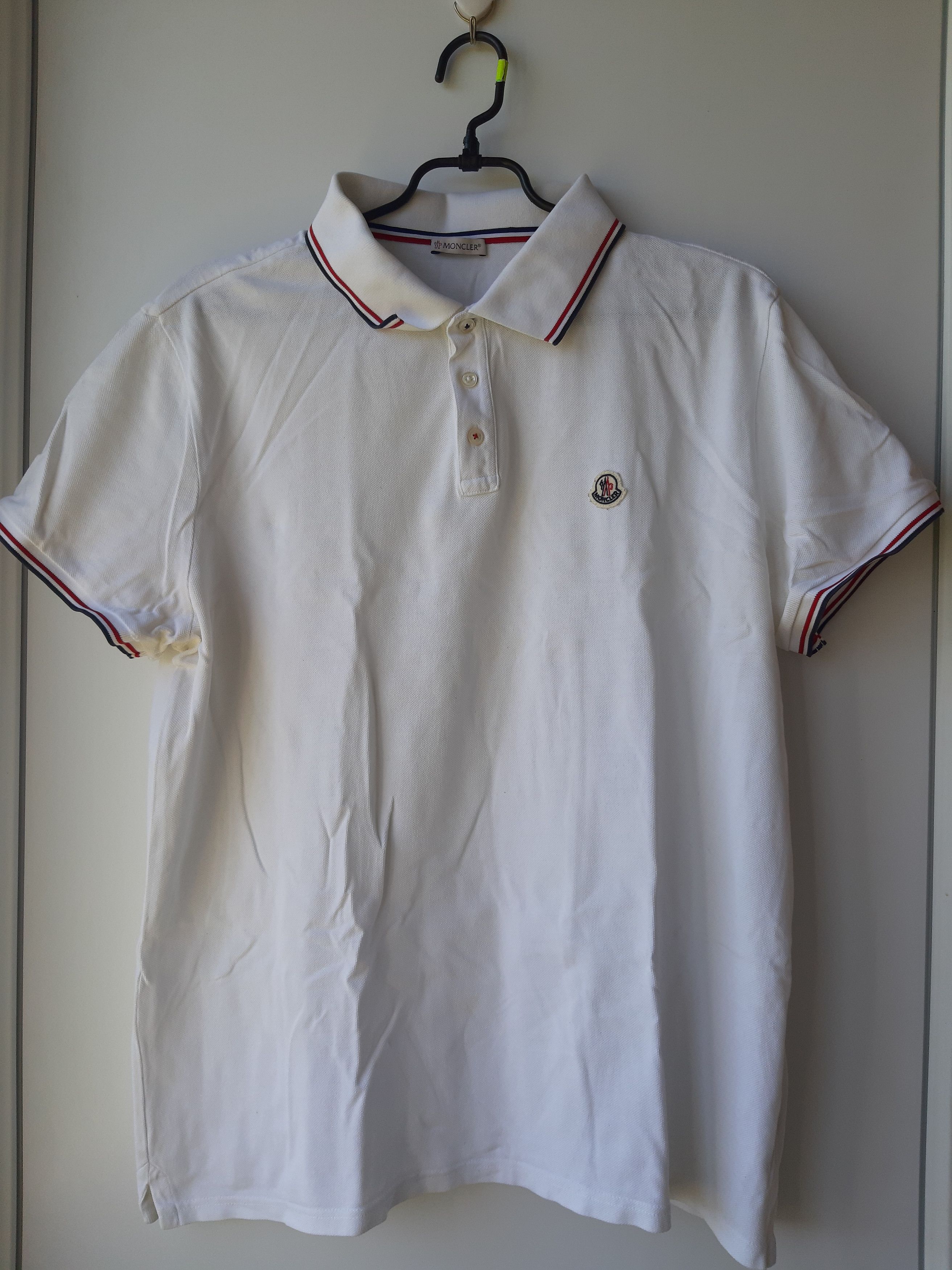 Moncler × Streetwear × Vintage Moncler white polo 3XL shirt Moncler × Streetwear × Vintage Moncler white polo 3XL shirt