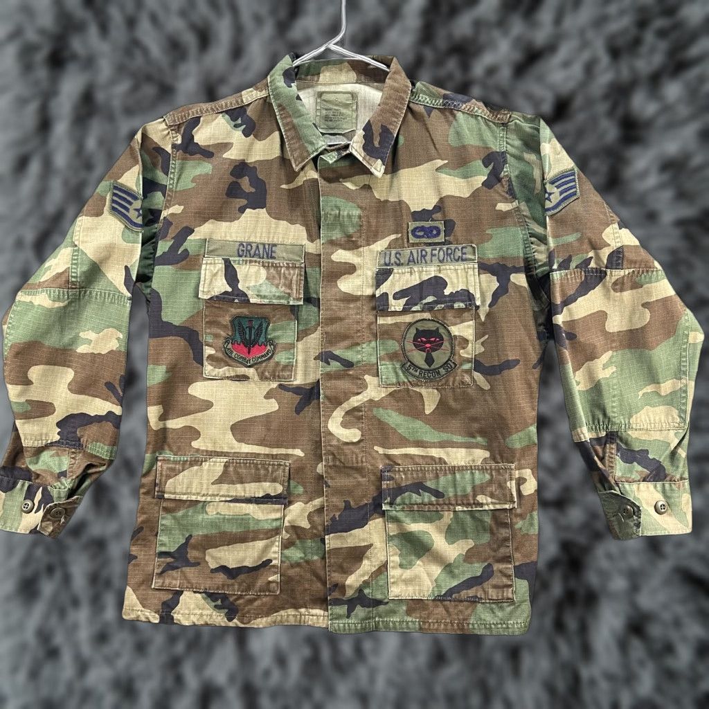 American Apparel VINTAGE USAF BDU Shirt Mens M Regular Woodland Camo Patches Ripstop 90s Size US M / EU 48-50 / 2 - 1 Thumbnail