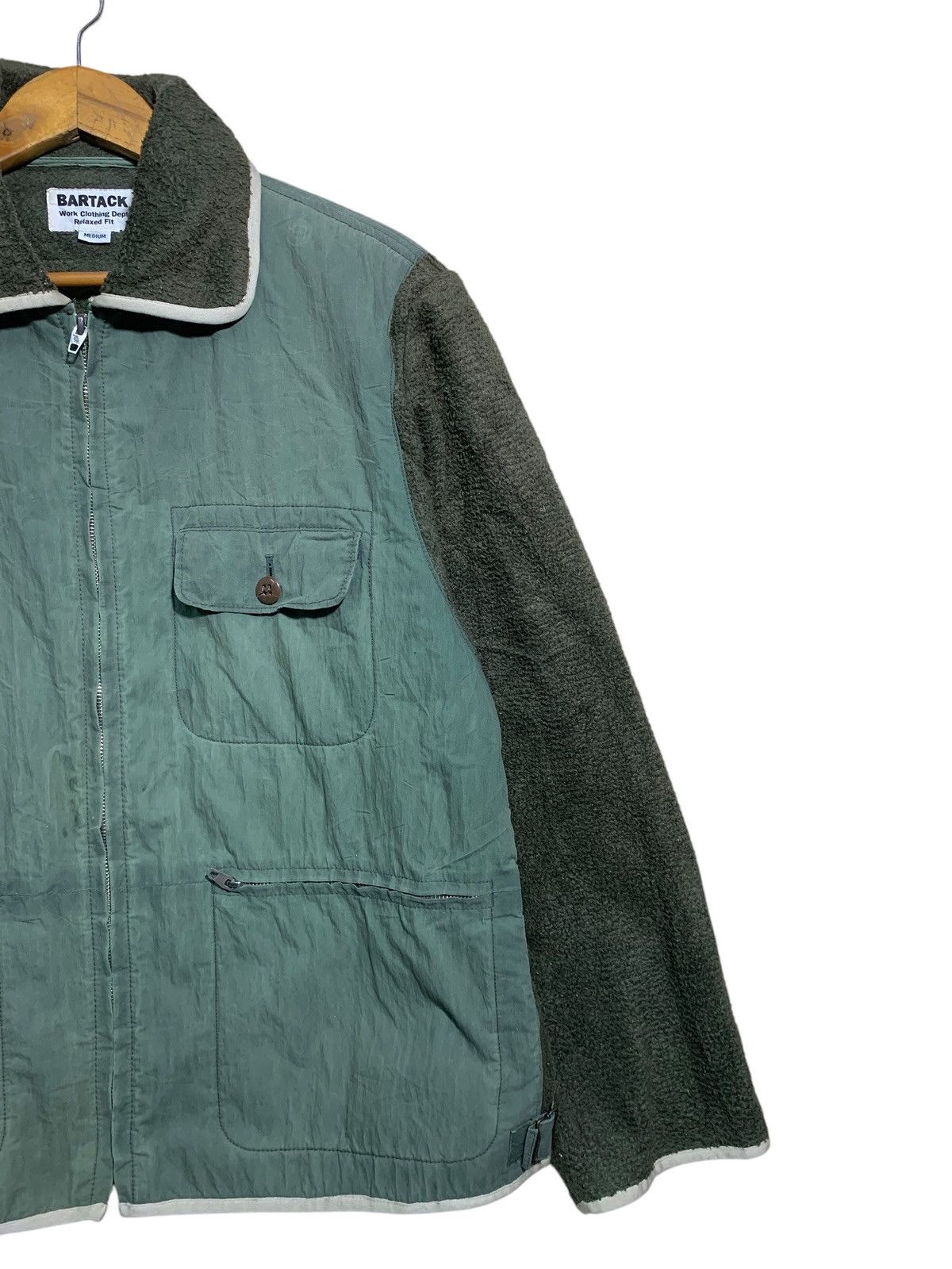 Japanese Brand × Pure Blue Japan 🔥BARTACKS SPLIT FLEECE/NYLON WORKERS JACKET Size US M / EU 48-50 / 2 - 3 Thumbnail