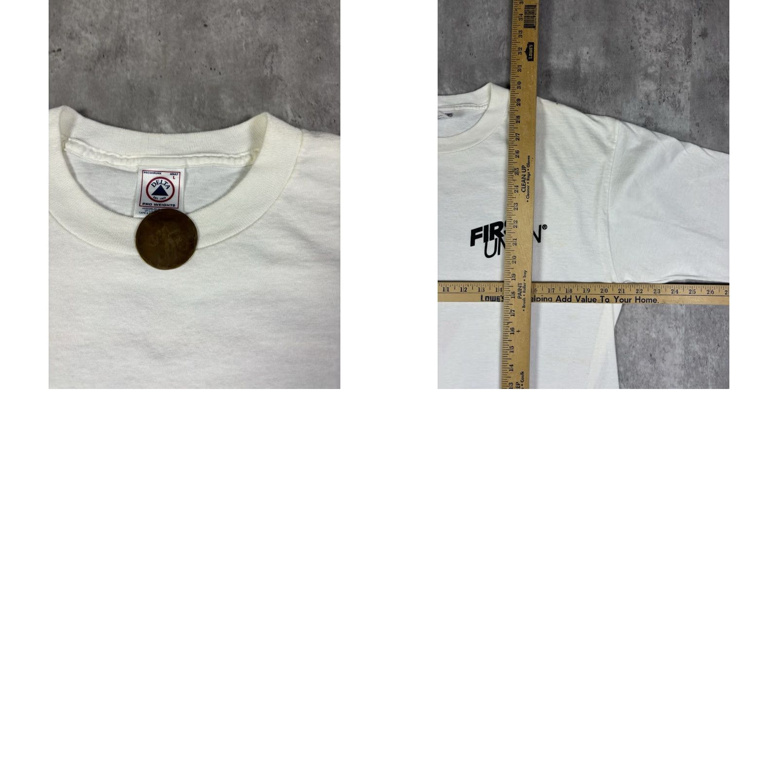 Delta VINTAGE Delta T-Shirt Long Sleeve Graphic Print Crew Neck 90s Retro Men L White Cotton Size US L / EU 52-54 / 3 - 8 Thumbnail