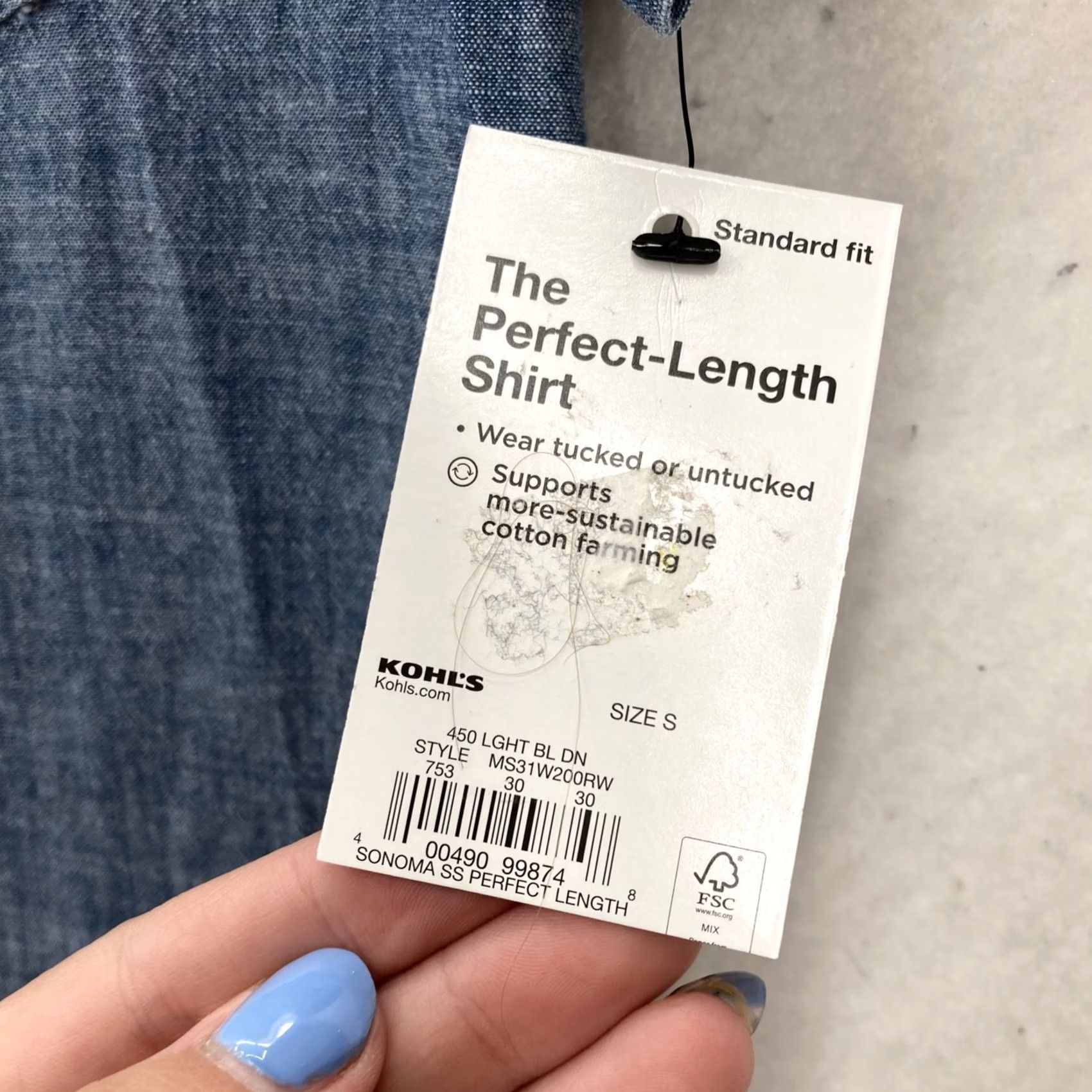 Denime Sonoma Shirt Mens Small Blue Chambray Denim Short Sleeve Button Up Standard Fit Size US S / EU 44-46 / 1 - 6 Thumbnail