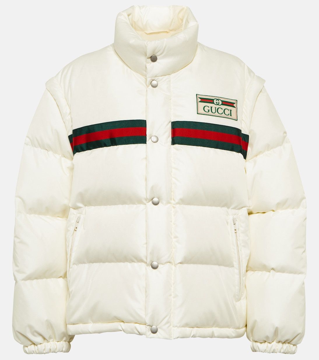 image of Gucci Padded Nylon Down Jacket W/web in White, Men's (Size Large)