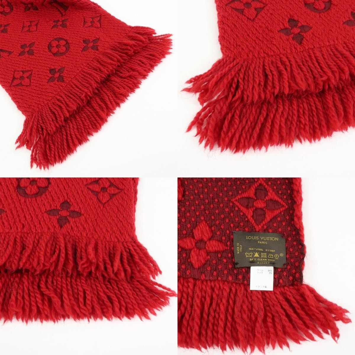Louis Vuitton Louis Vuitton Logomania Wool Silk Scarf Red Size ONE SIZE - 6 Thumbnail