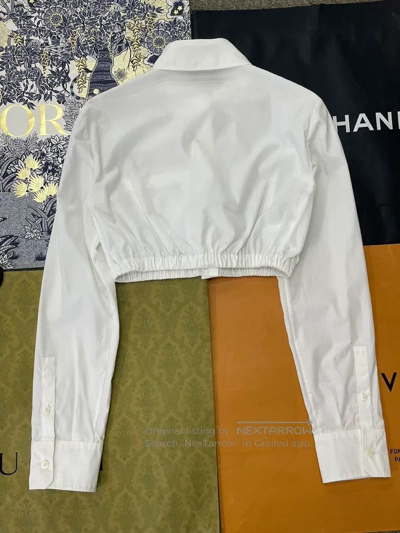 Prada Prada White letter logo short long-sleeved shirt Size XS / US 0-2 / IT 36-38 - 3 Thumbnail