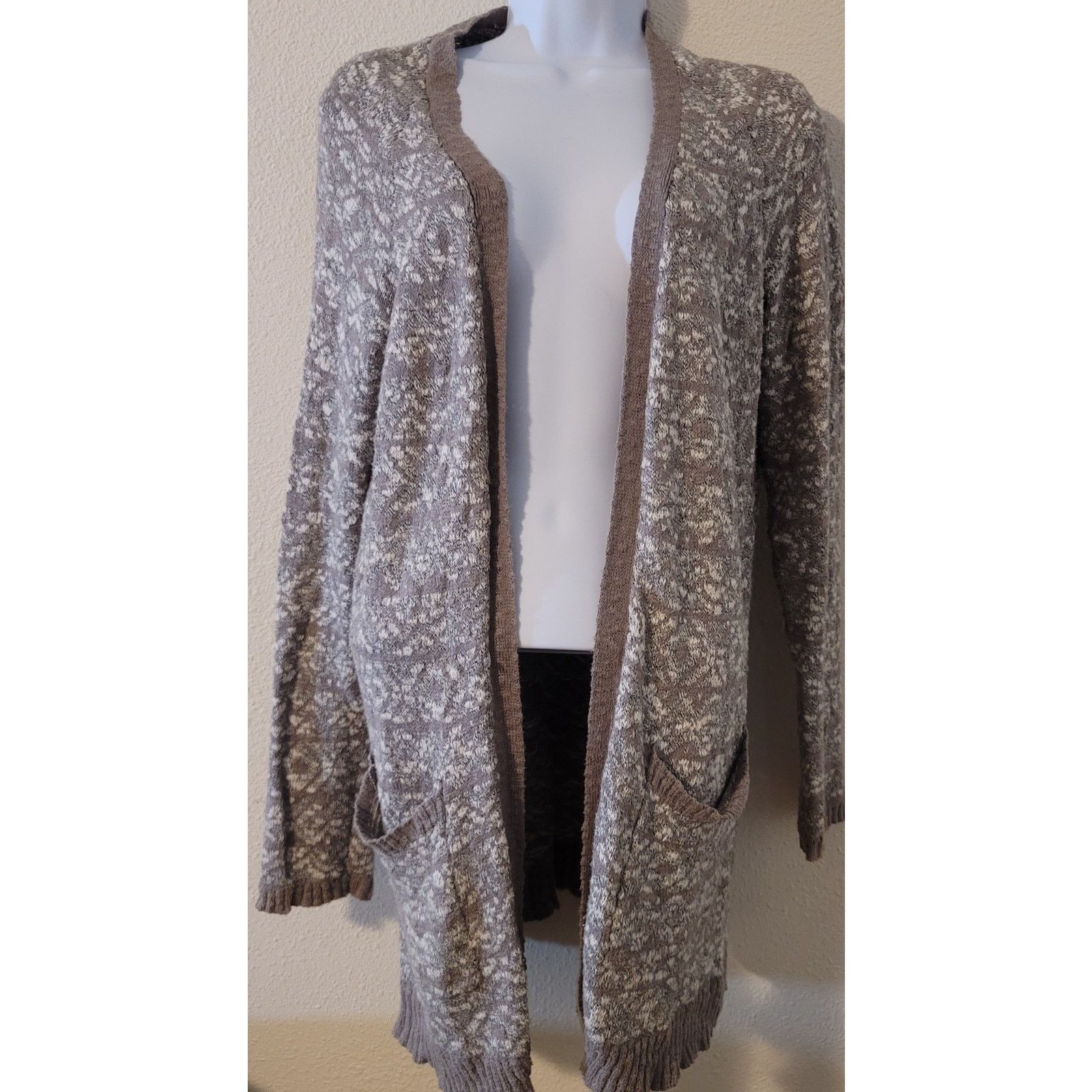 Other LA Hearts Gray White Open Front Knit Cardigan Sweater Large Size L / US 10 / IT 46 - 1 Thumbnail