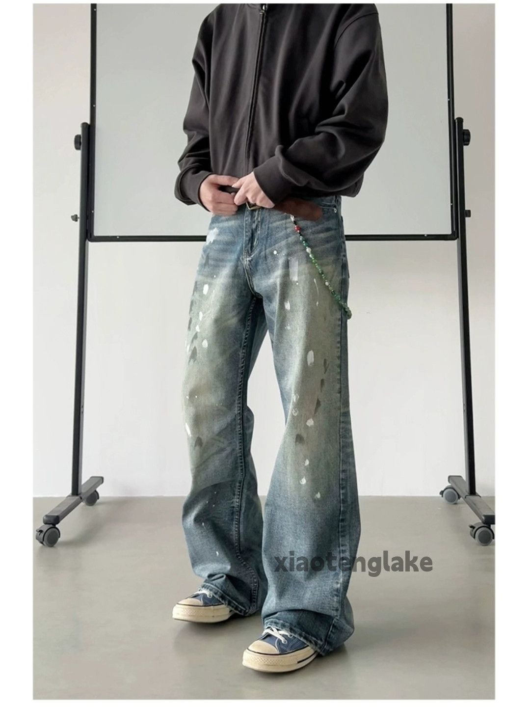 Jean × Vintage Washed faded cleanfit paint rusty stain baggy jeans Size US 30 / EU 46 - 1 Thumbnail