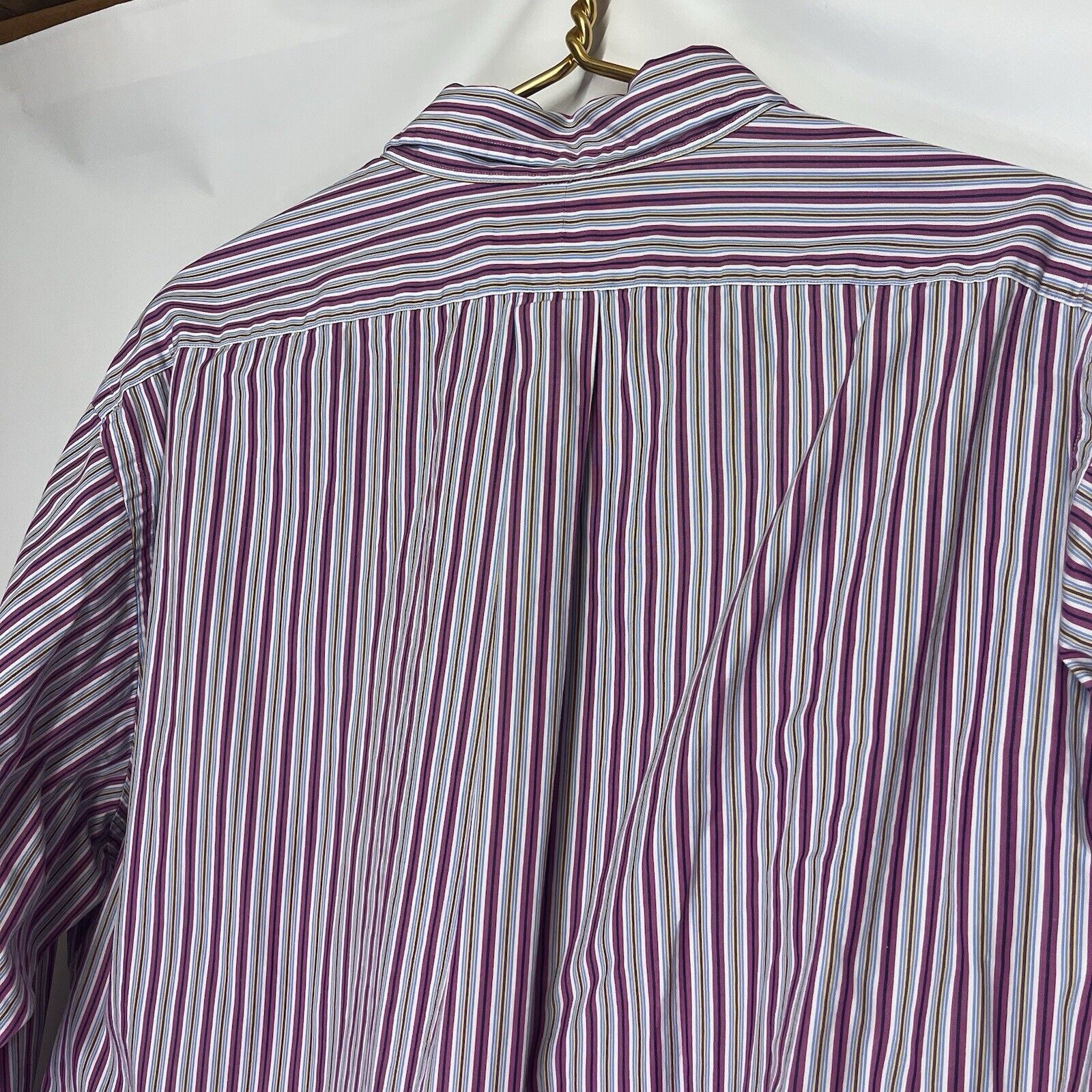 Ralph Lauren Classic Fit 100% Cotton Oxford Purple Striped Preppy Size US XXL / EU 58 / 5 - 5 Thumbnail