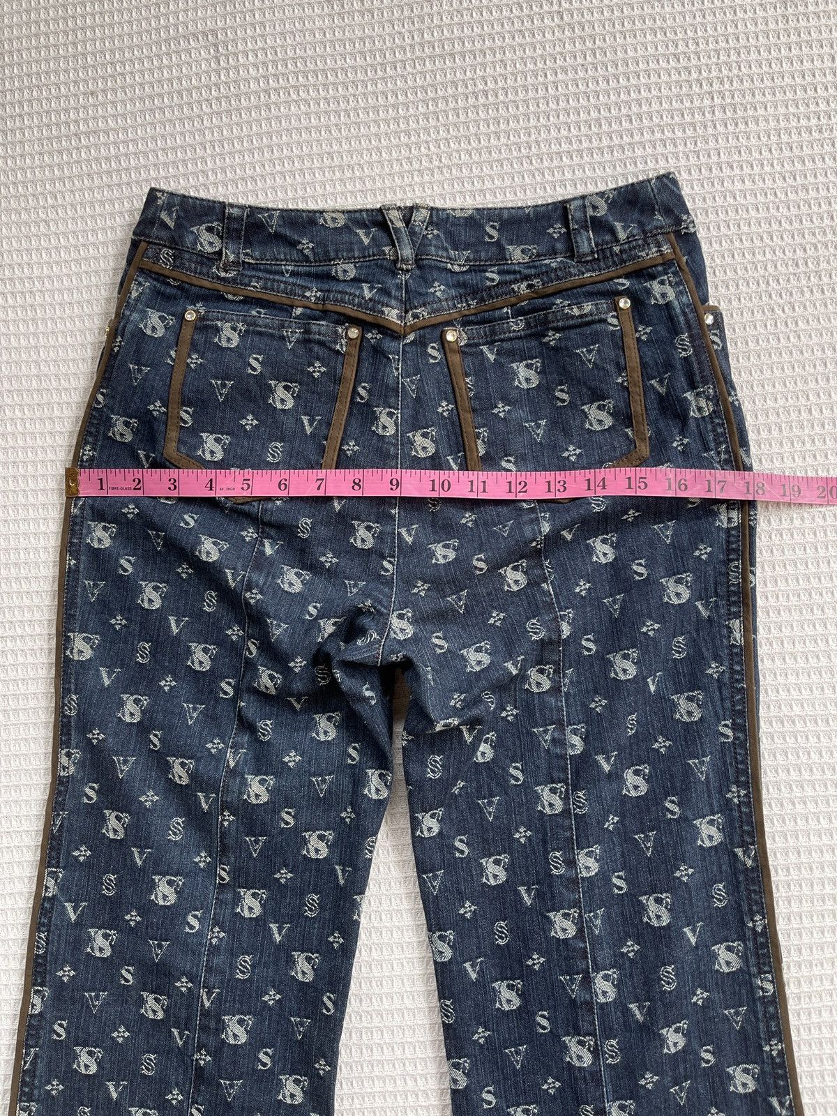 If Six Was Nine Last Drop🔥Very Rare🔥Designer Japan VALENZA Monogram Jeans Size 28" / US 6 / IT 42 - 18 Thumbnail