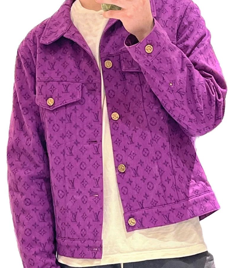 Louis Vuitton Louis Vuitton Purple denim jacket with full logo jacket 250 Size US L / EU 52-54 / 3 - 8 Thumbnail