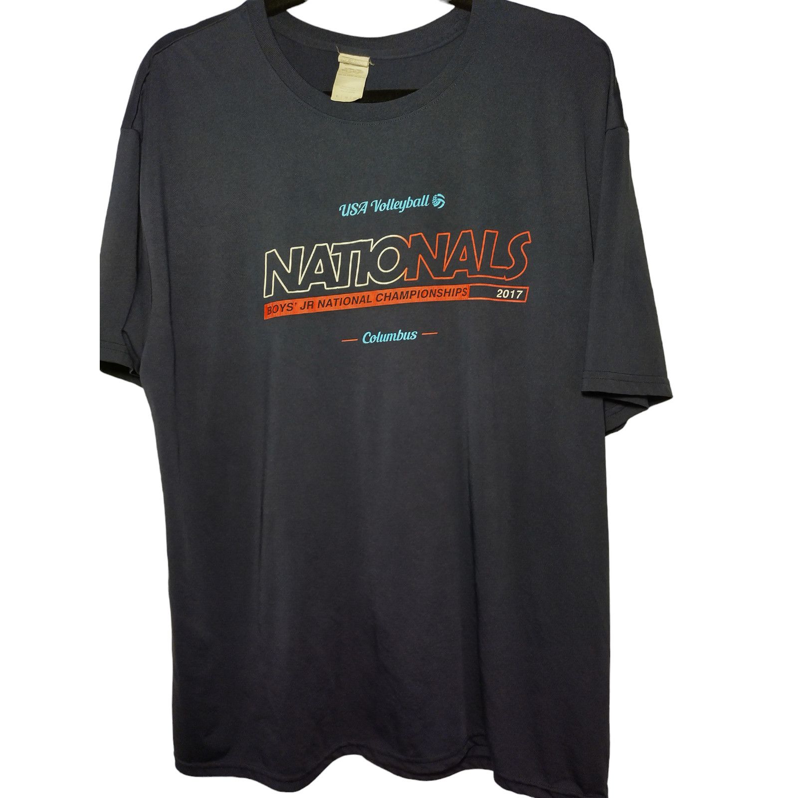 Gildan Men Volleyball Championship T-Shirt Blue Size Large